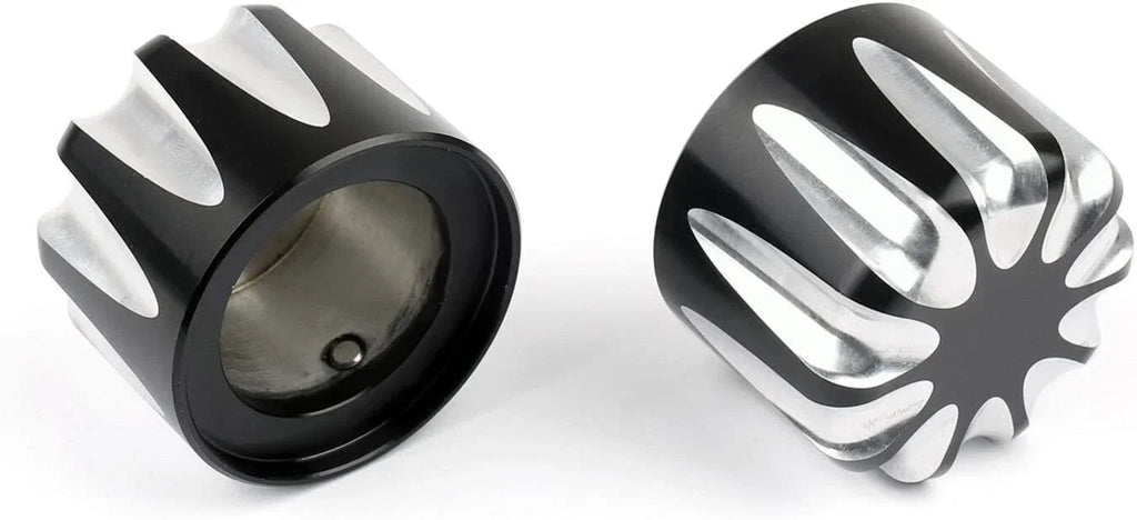Black CNC Cut Axle Nut Cover for Harley Electra Street Road Glide
