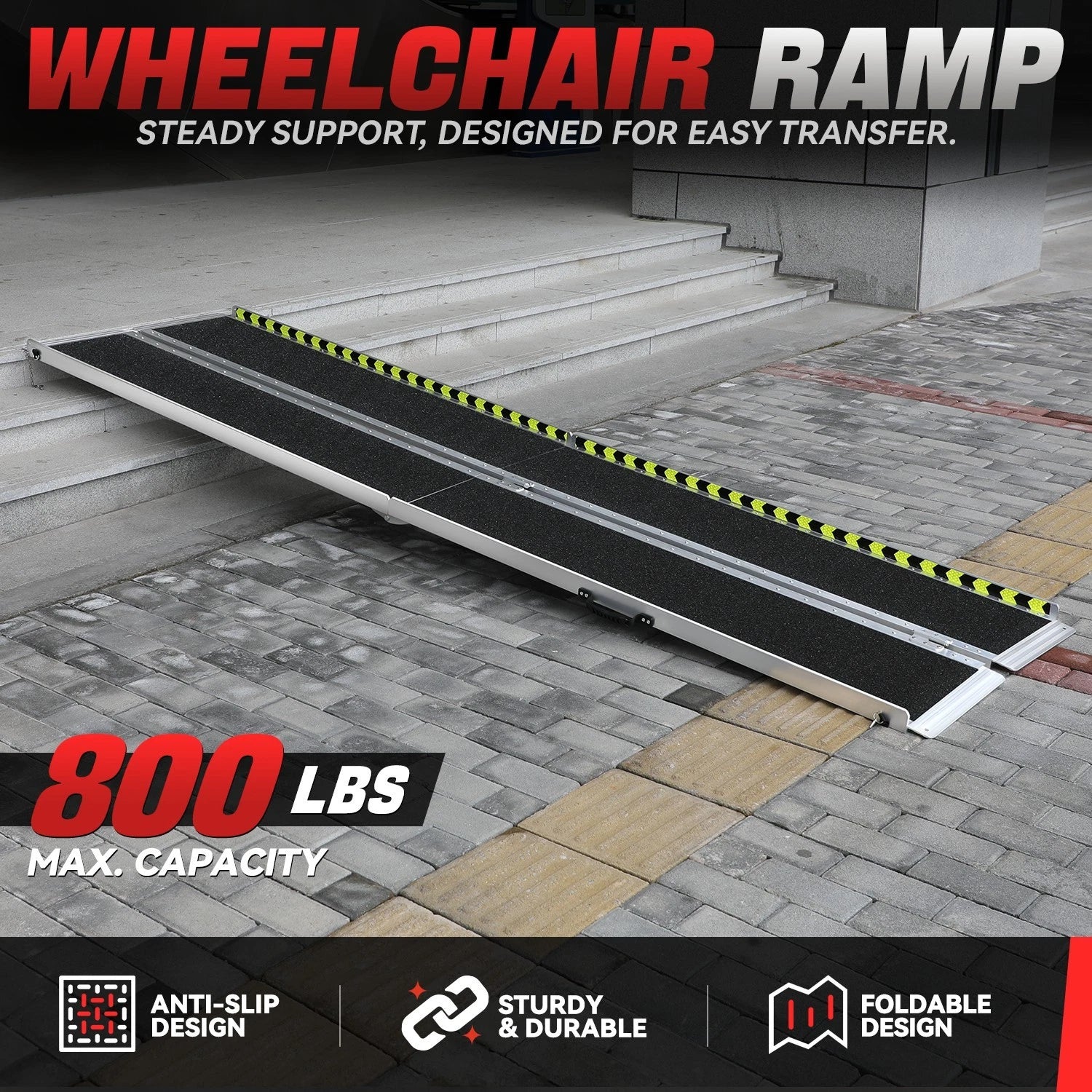 29" x 10' Aluminum Wheelchair Ramp - 880 lbs Capacity
