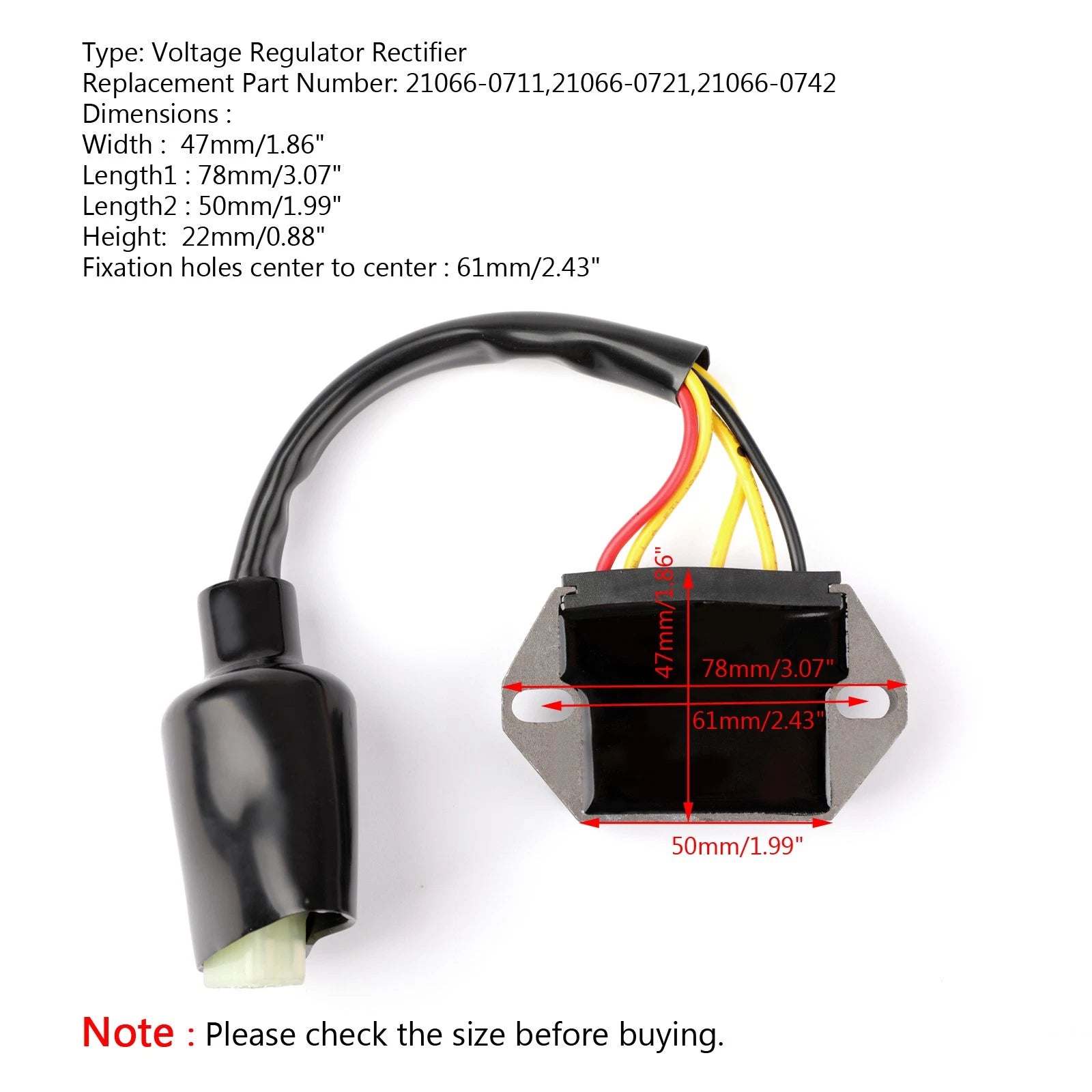 Voltage Regulator Rectifier for Kawasaki KX250F (2013–2016), KX450F (2012–2015)