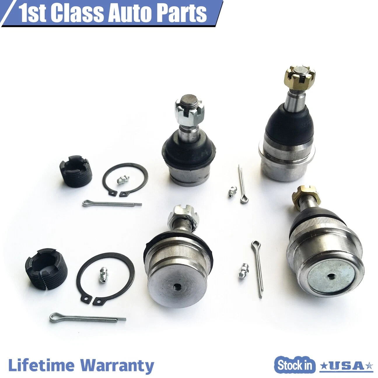 Set of 2 Front Suspension Upper & Lower Ball Joints for Jeep Grand Cherokee Wrangler (1990–2006)
