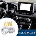 Set of 2 AC Climate Heater Switch Knob Cover Rings for Toyota RAV4 (2020–2023) Silver Tone