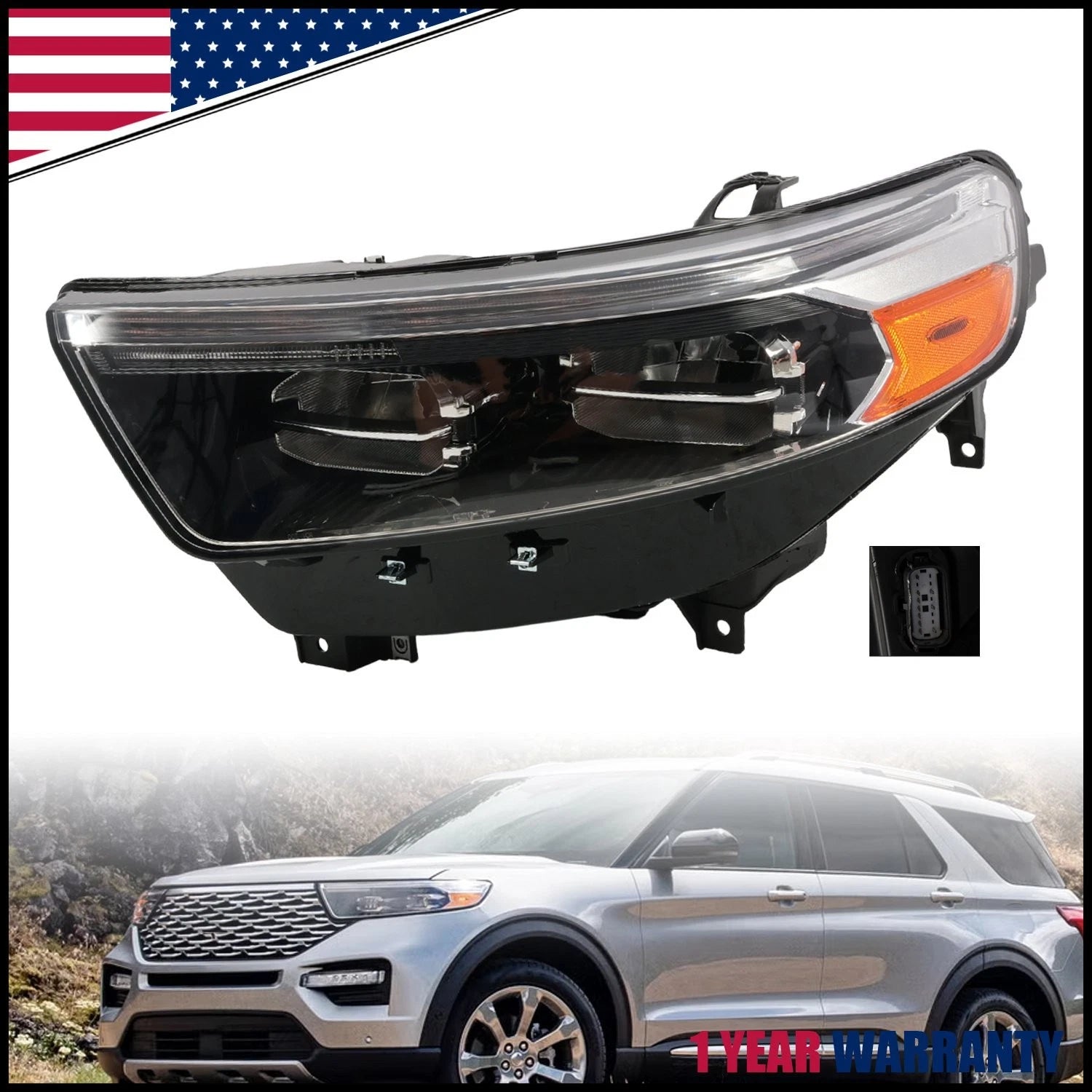 Full LED DRL Driver Side Headlight LH for Ford Explorer (2020–2025)