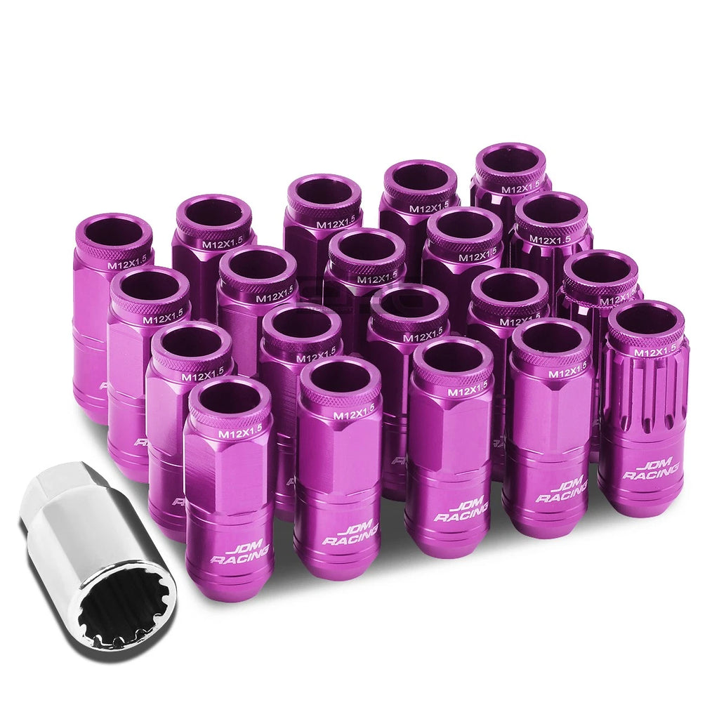 Open-End Aluminum Purple Lug Nuts + Adapter M12x1.5 for