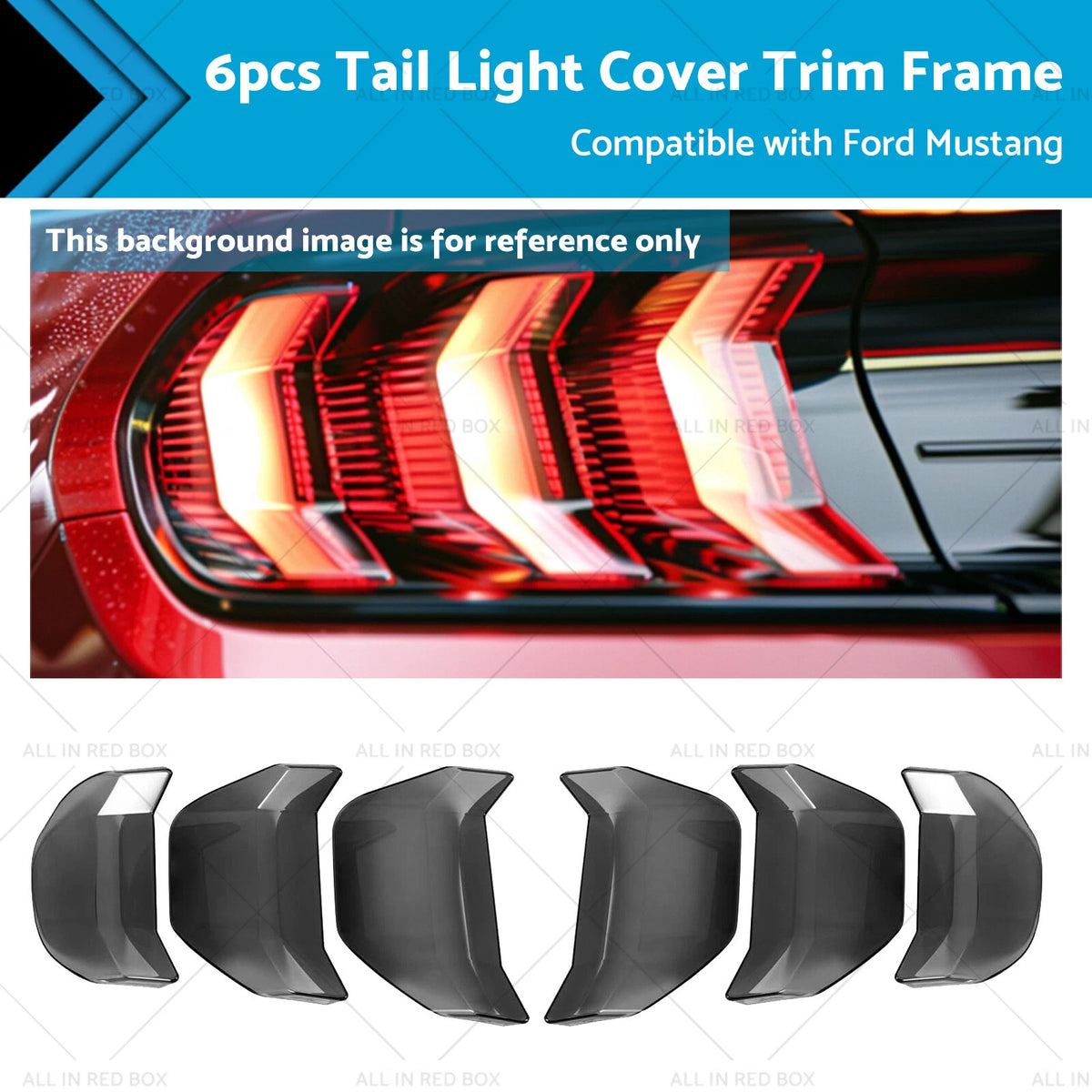 Set of 6 Tail Light Lamp Cover Trim Frame for Ford Mustang GT (2018–2022)