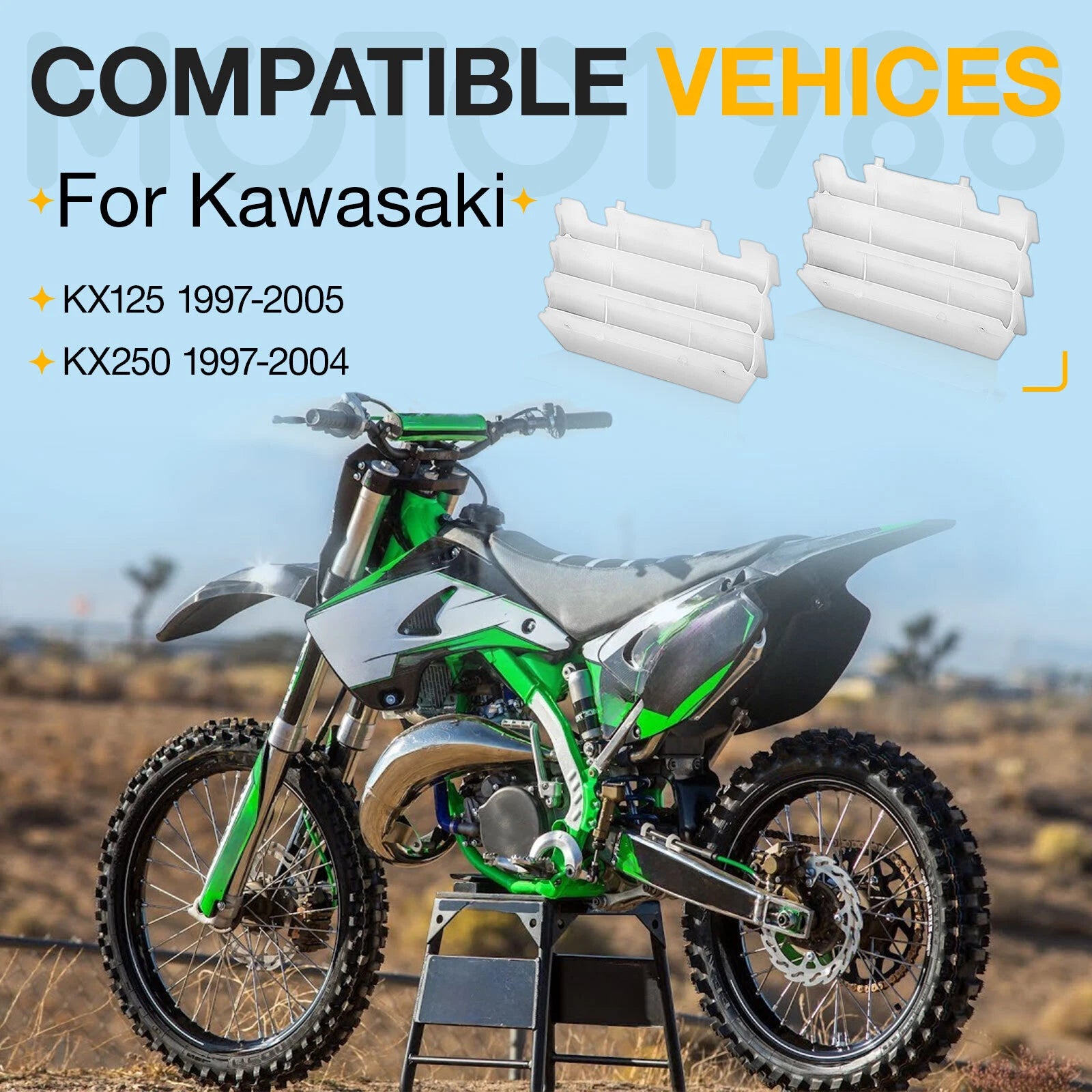 Radiator Guard Shield Louver Vent for Kawasaki KX125 KX250 (1997–2005)