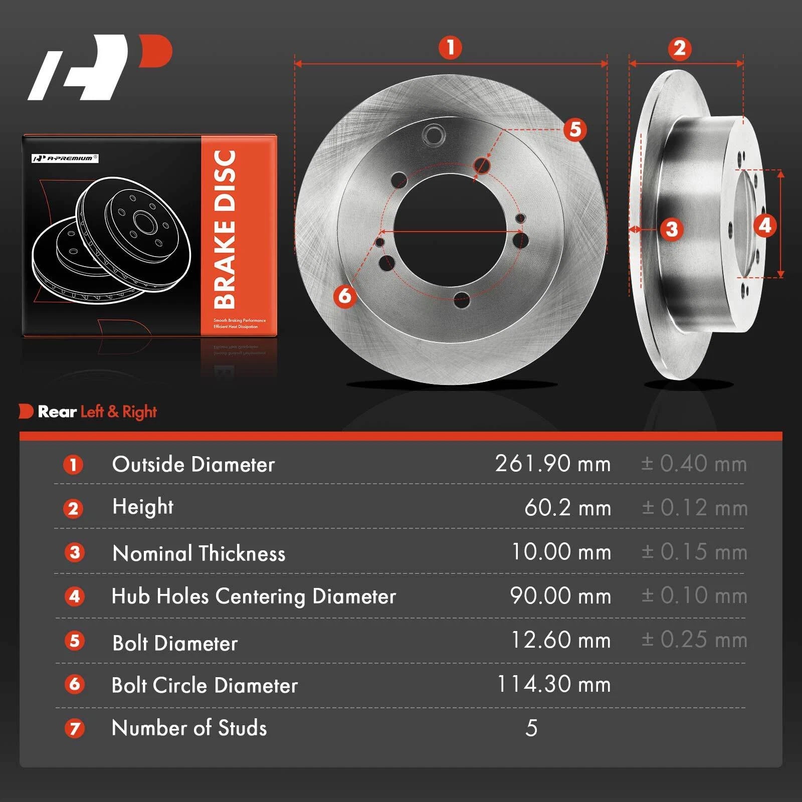 Rear Disc Brake Rotors for Chrysler Sebring Dodge Avenger (2007–2010)