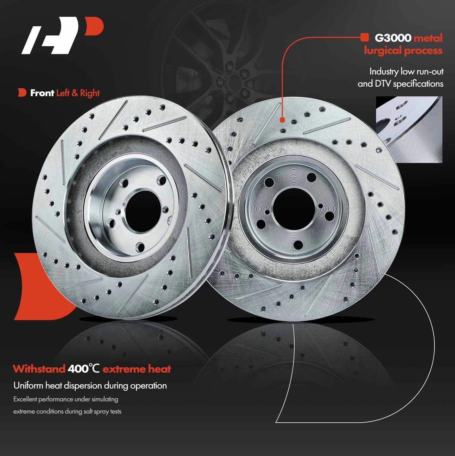 Front Drilled Brake Rotors & Ceramic Pads for Subaru Outback (2002–2005)