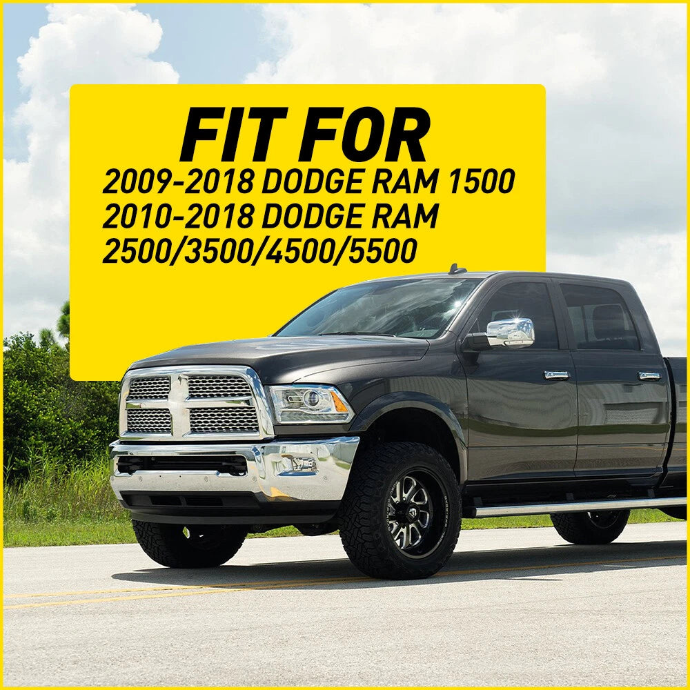 Set of 4 Chrome Pillar Post Trim Covers for Dodge Ram 1500 2500 (2009–2018)