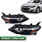 Halogen Headlight Pair for Chevrolet Malibu (2019–2022)
