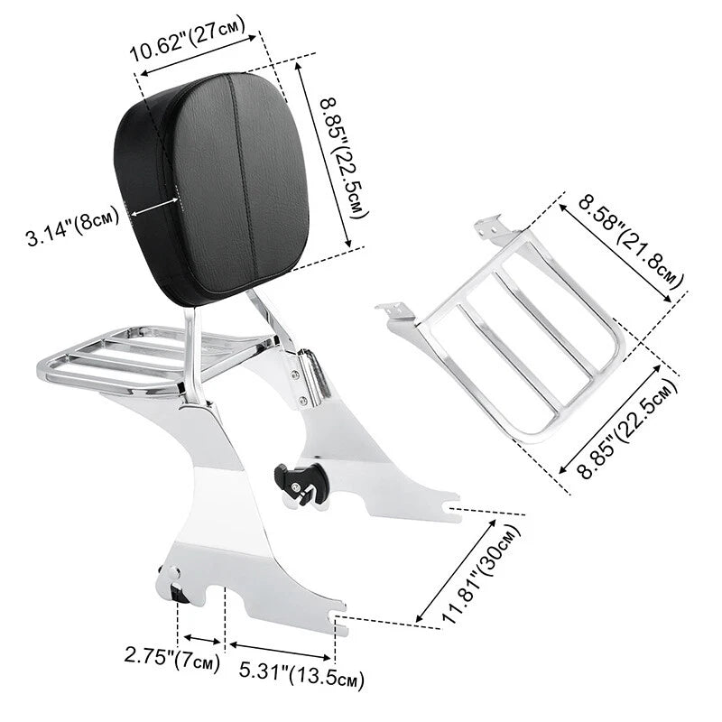 Sissy Bar Backrest Luggage Rack for Harley Sportster XL883 XL1200 (2004–2022)