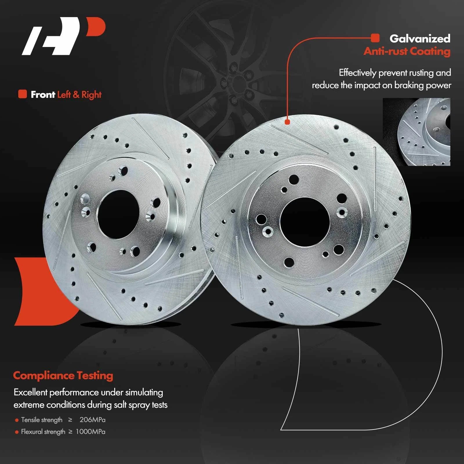 Front Drilled Brake Rotors for Honda CR-V (2002-2004)