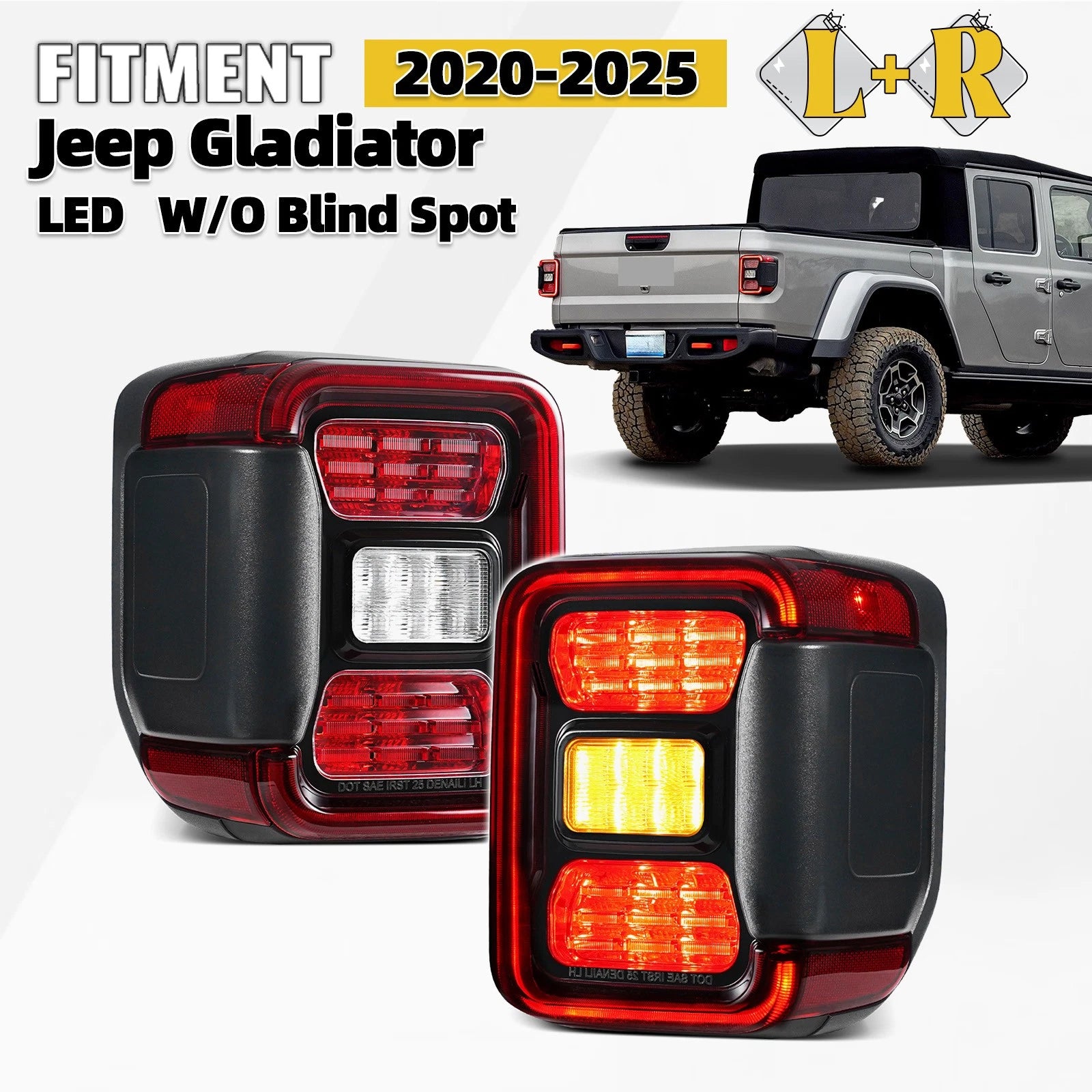 LED Tail Lights for Jeep Gladiator (2020–2026) W/O Blind Spot Left + Right Pair
