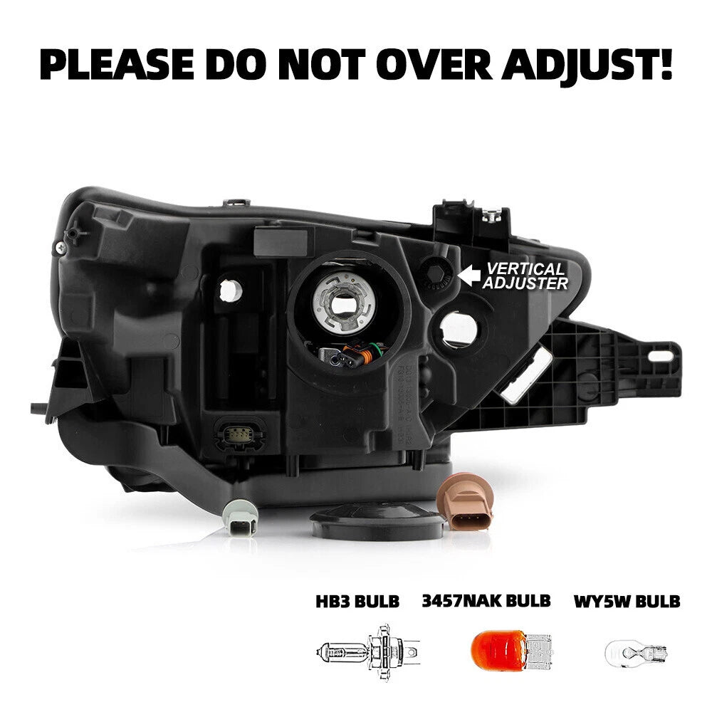 Halogen Headlight for Ford Taurus (2016–2019) Black Housing W/HB3 Bulb Left