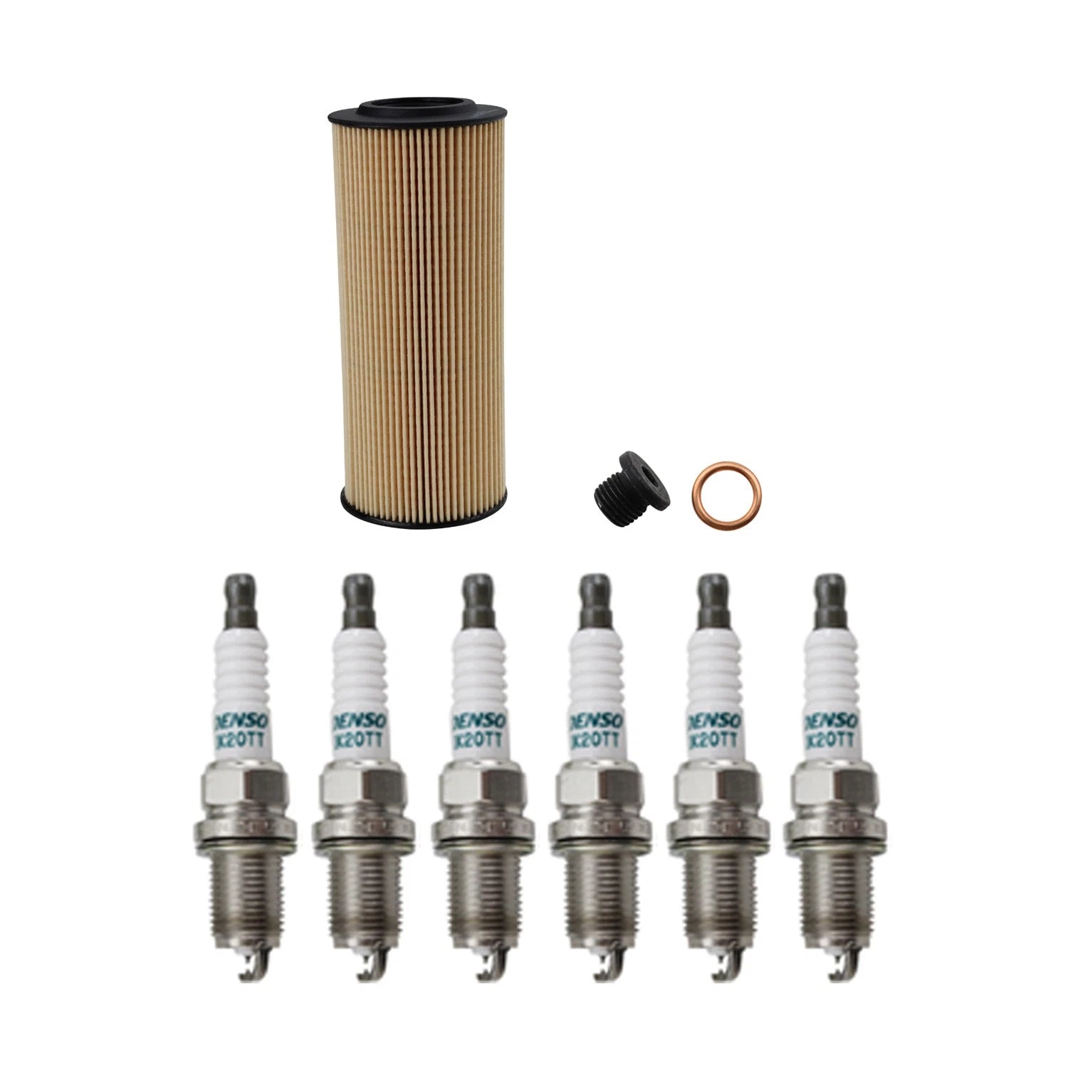 Wix Engine Oil Filter & Denso Spark Plugs Set for Audi Q5 S5 (2009–2017)