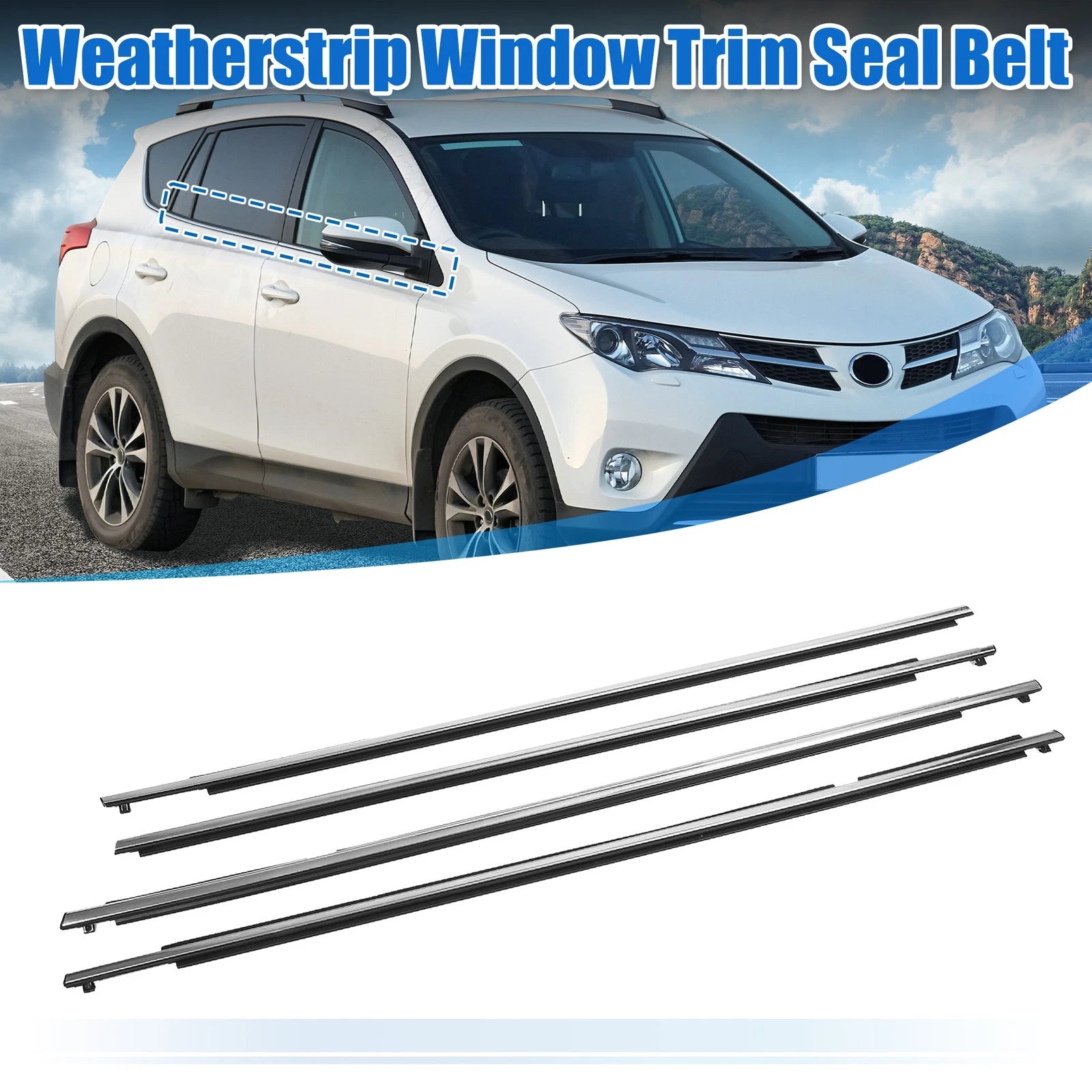 Set of 4 Weatherstrip Window Trim Seal Belt for Toyota RAV4 (2013–2018)
