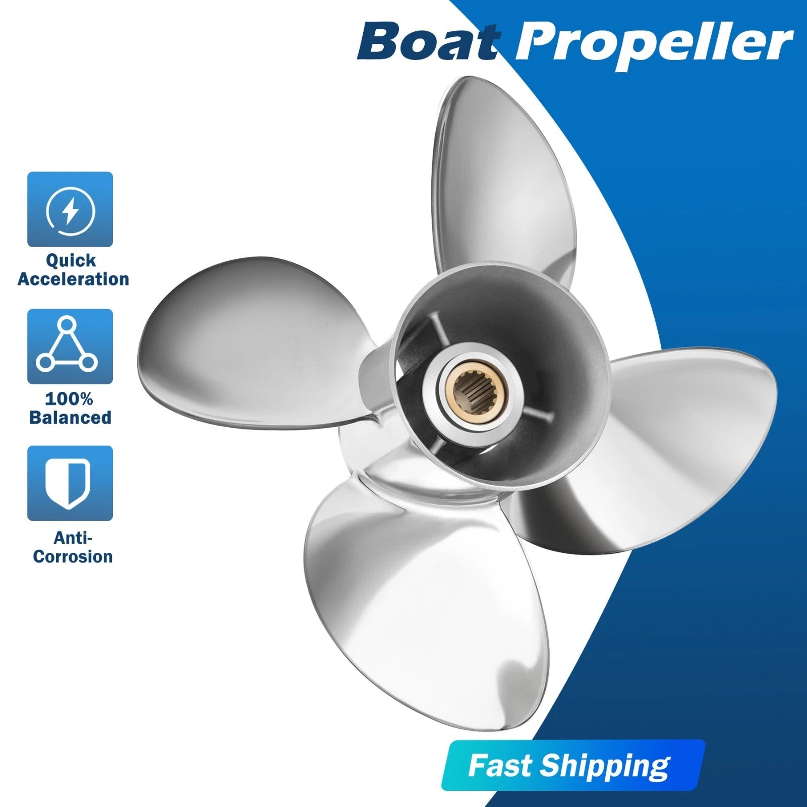 15 1/4X20 Stainless Boat Propeller for Tohatsu BF115-BF250 (15 Spline, RH, 4 Blade)