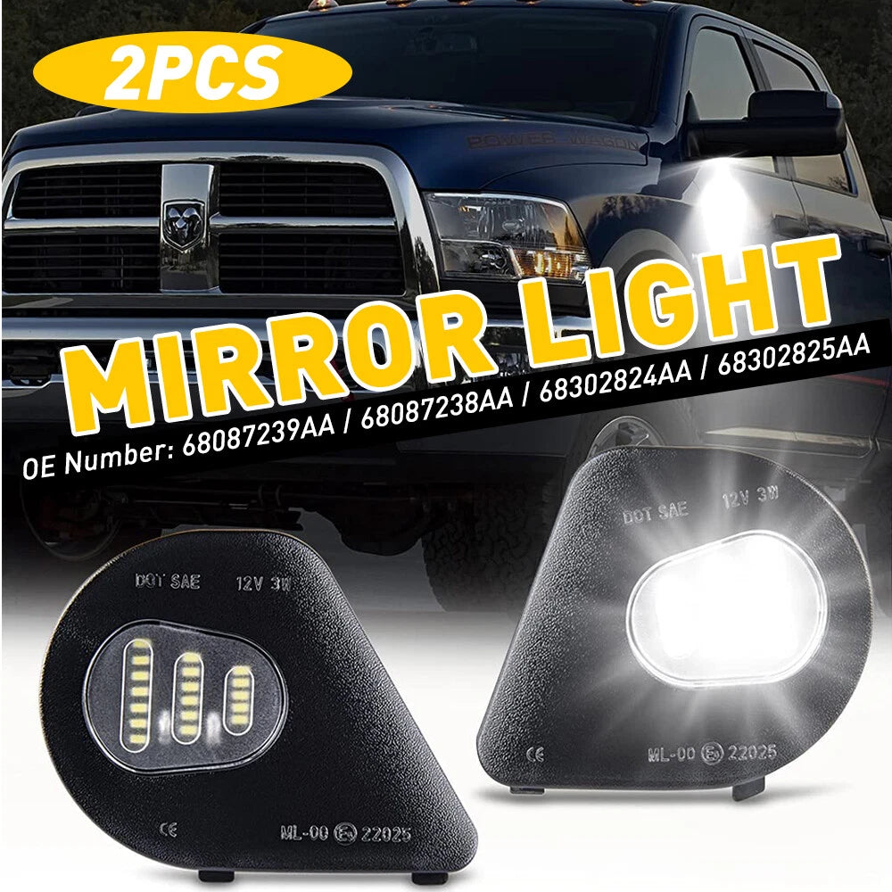 2X LED Puddle Side Mirror Lights for Dodge RAM 1500 (2010–2019)
