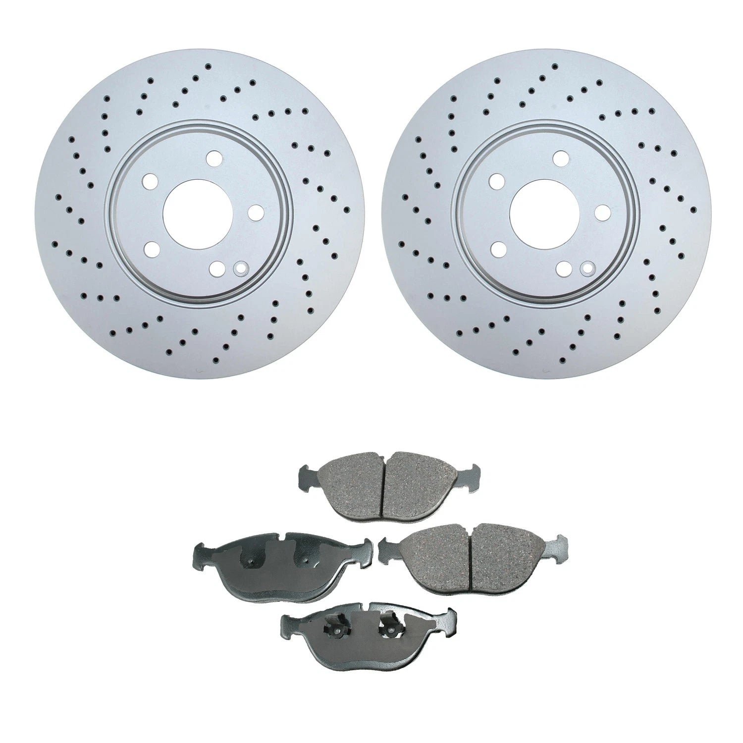 Front Rotors & Akebono EURO Ceramic Brake Pads Kit for Mercedes W220 S430 S500 (2000–2006)