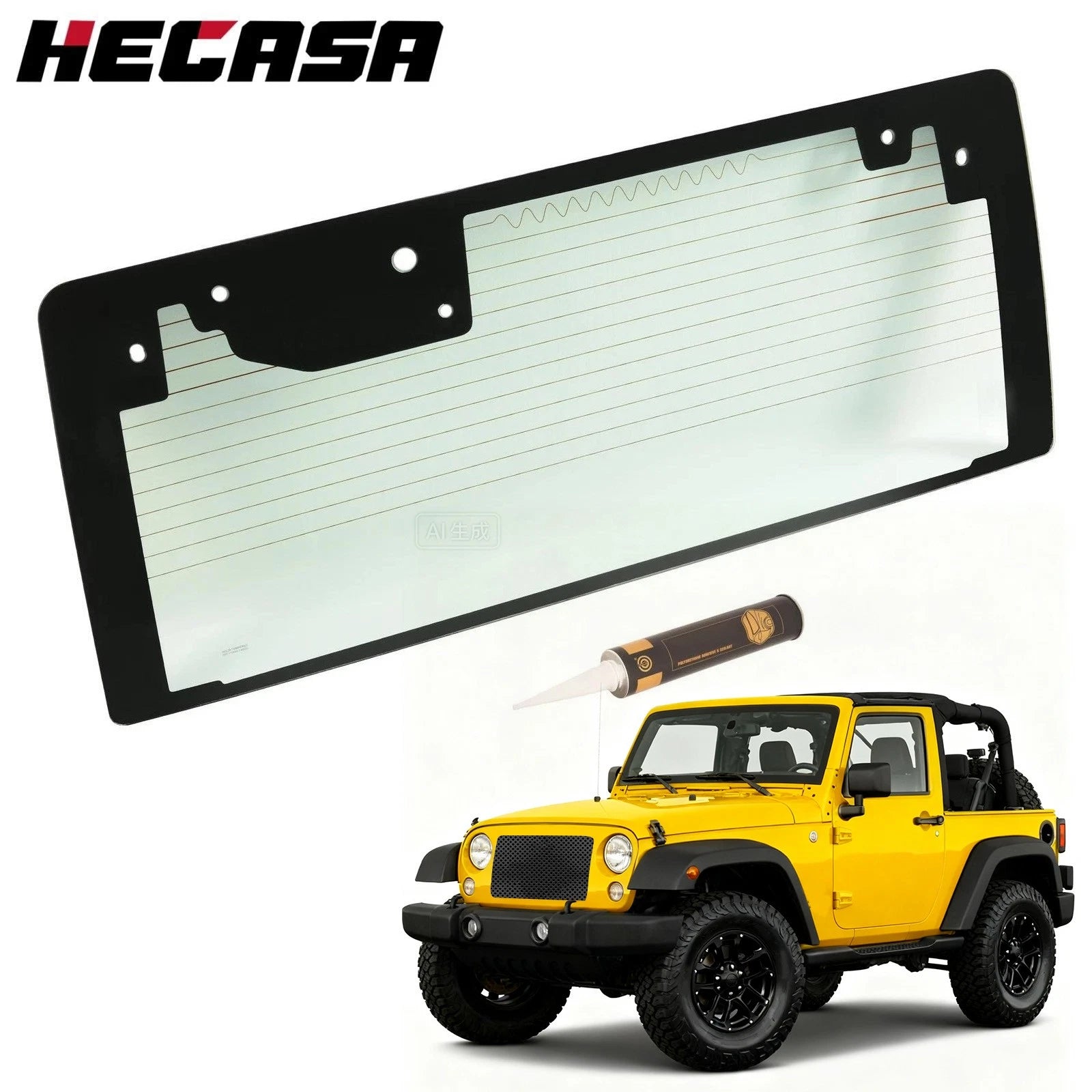 Rear Window Glass for Jeep Wrangler JK (2011–2017) W/Heated Light Green