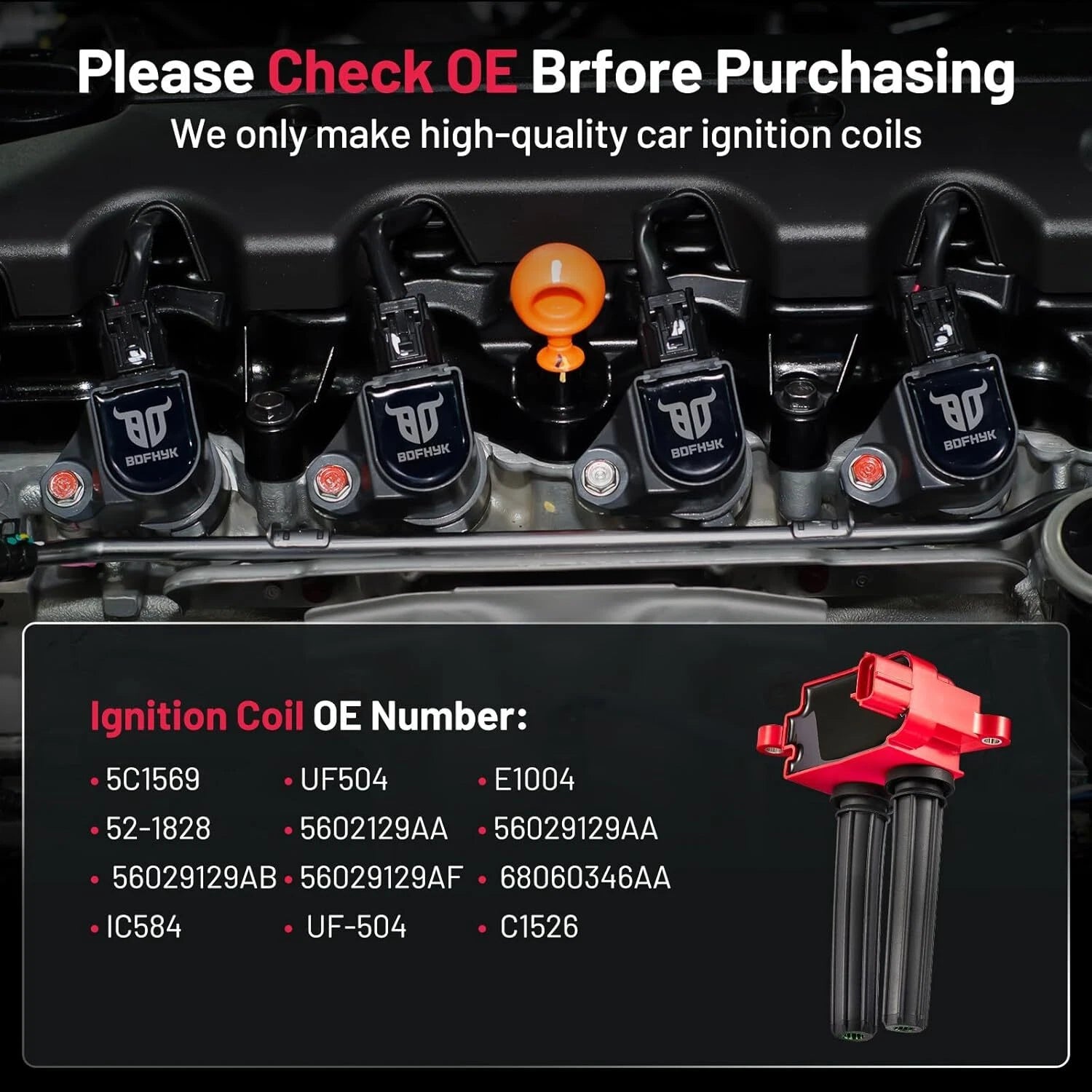 8X Performance Ignition Coil for Chrysler Dodge Jeep Ram 5.7L 6.1L 6.4L V8