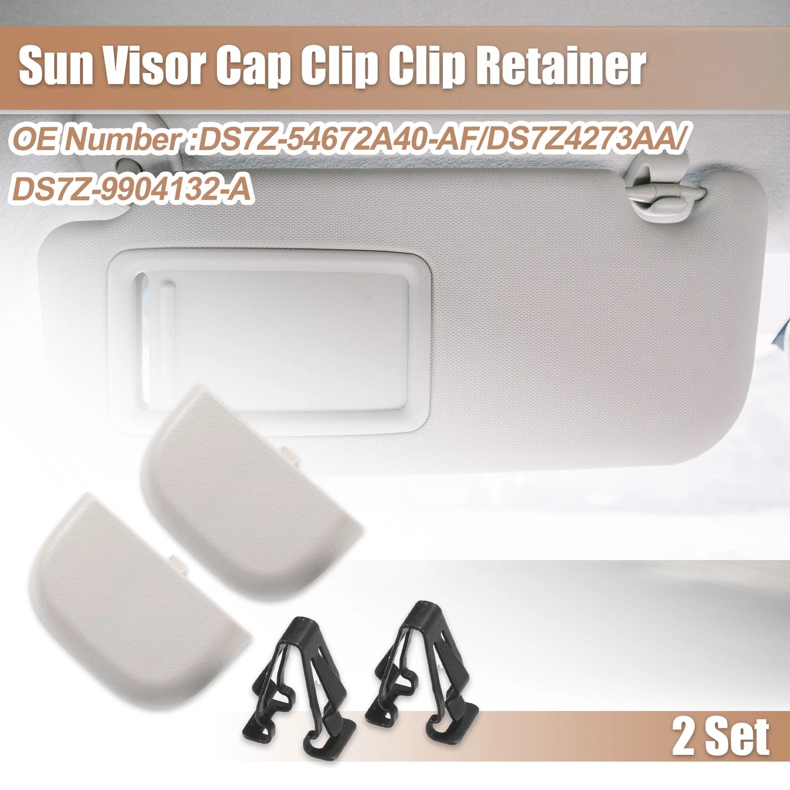 2X Gray Iron Sun Visor Cap Clip Retainer for Ford Fusion (2013–2016)