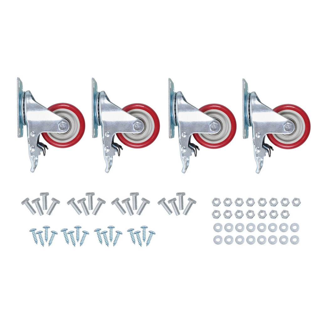 Set of 4 Heavy Duty 3" Swivel Caster Wheels with Brakes