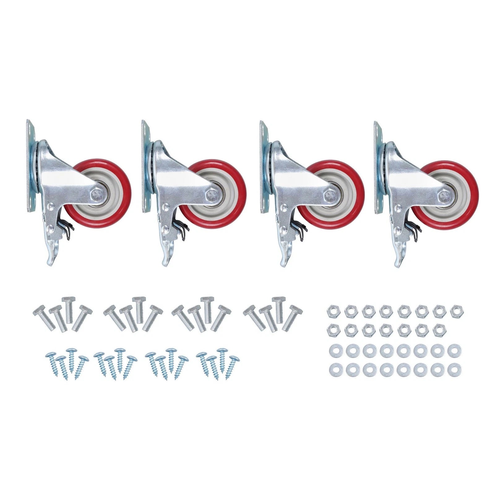 Set of 4 Heavy Duty 3" Swivel Caster Wheels with Brakes