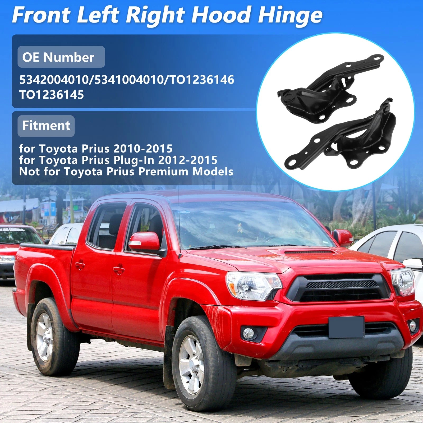 Set of 2 Hood Hinges for Toyota Tacoma (2005–2015) No. 5342004010/5341004010