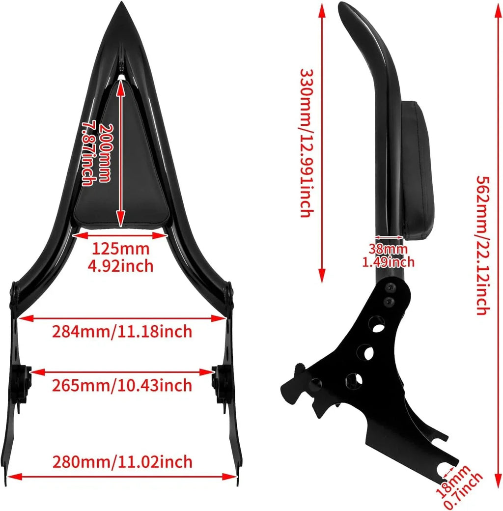 Detachable Sissy Bar Rear Backrest Pad for Harley Sportster 883 1200 (2004-2023)