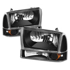 Headlight Lamps for Ford F250/F350 Super Duty (1994–2004) Black Housing Amber Corner