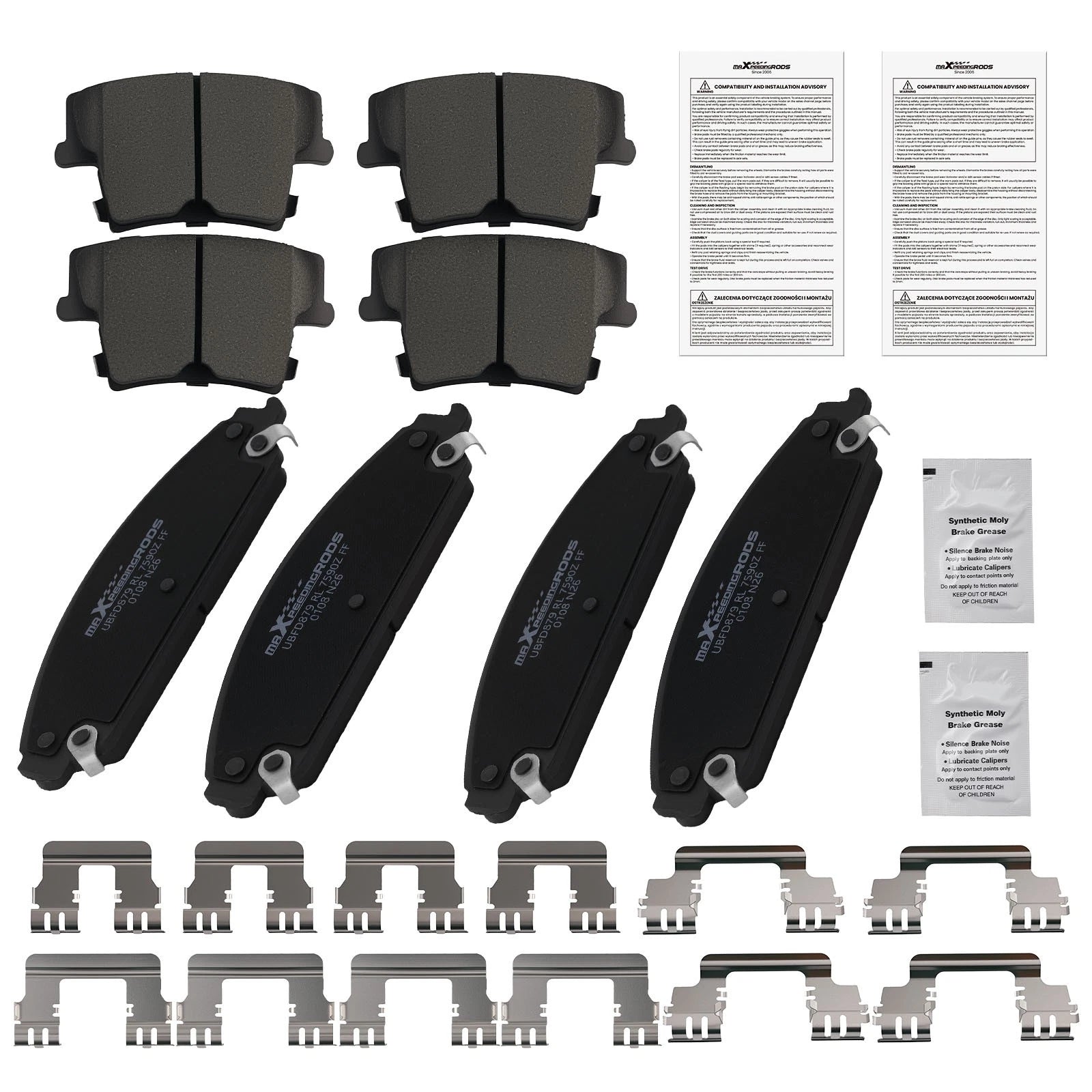 8pcs Ceramic Brake Pads Set for Dodge Avenger Challenger Charger (2008–2019)