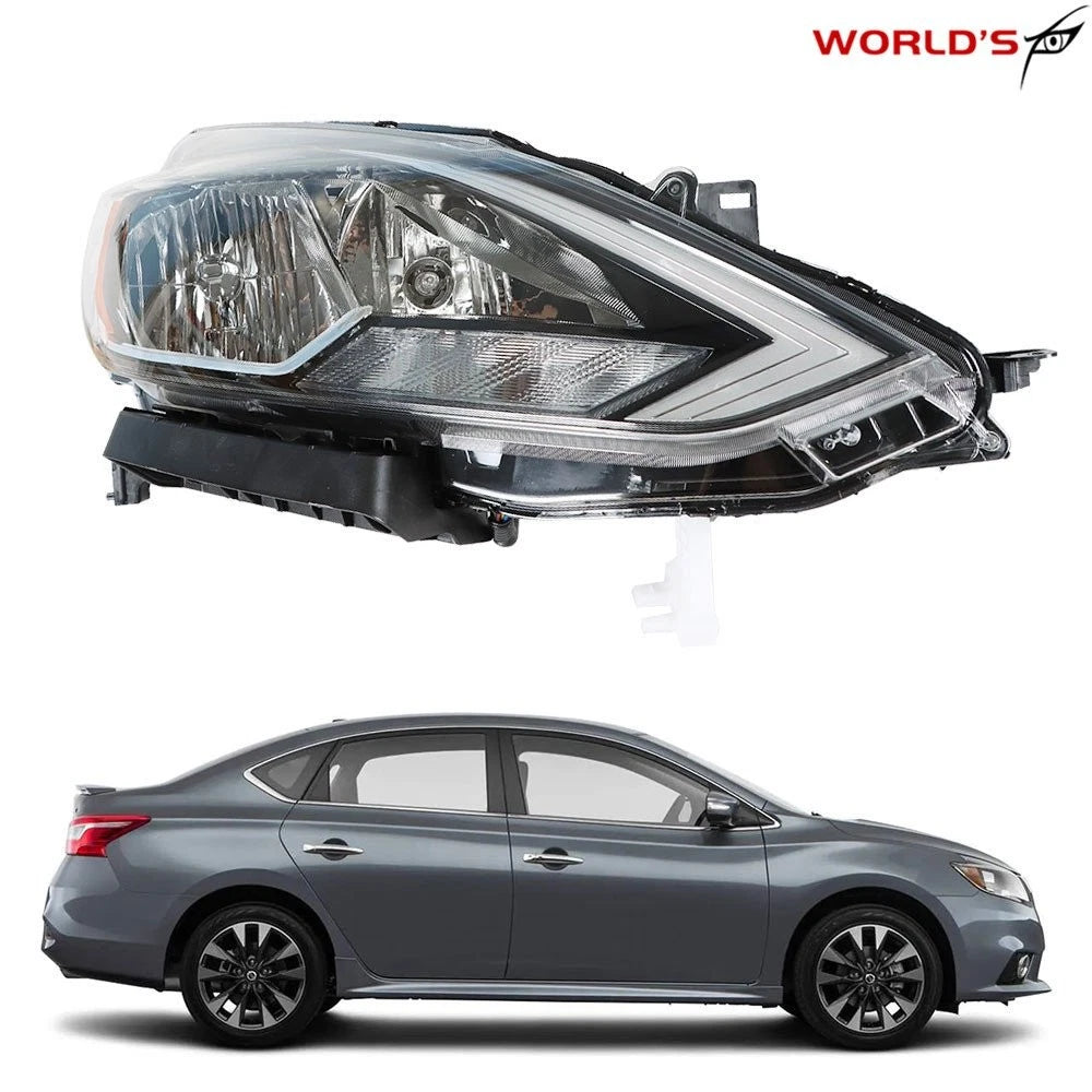 Halogen Headlight for Nissan Sentra (2016–2018) Chrome Housing Right