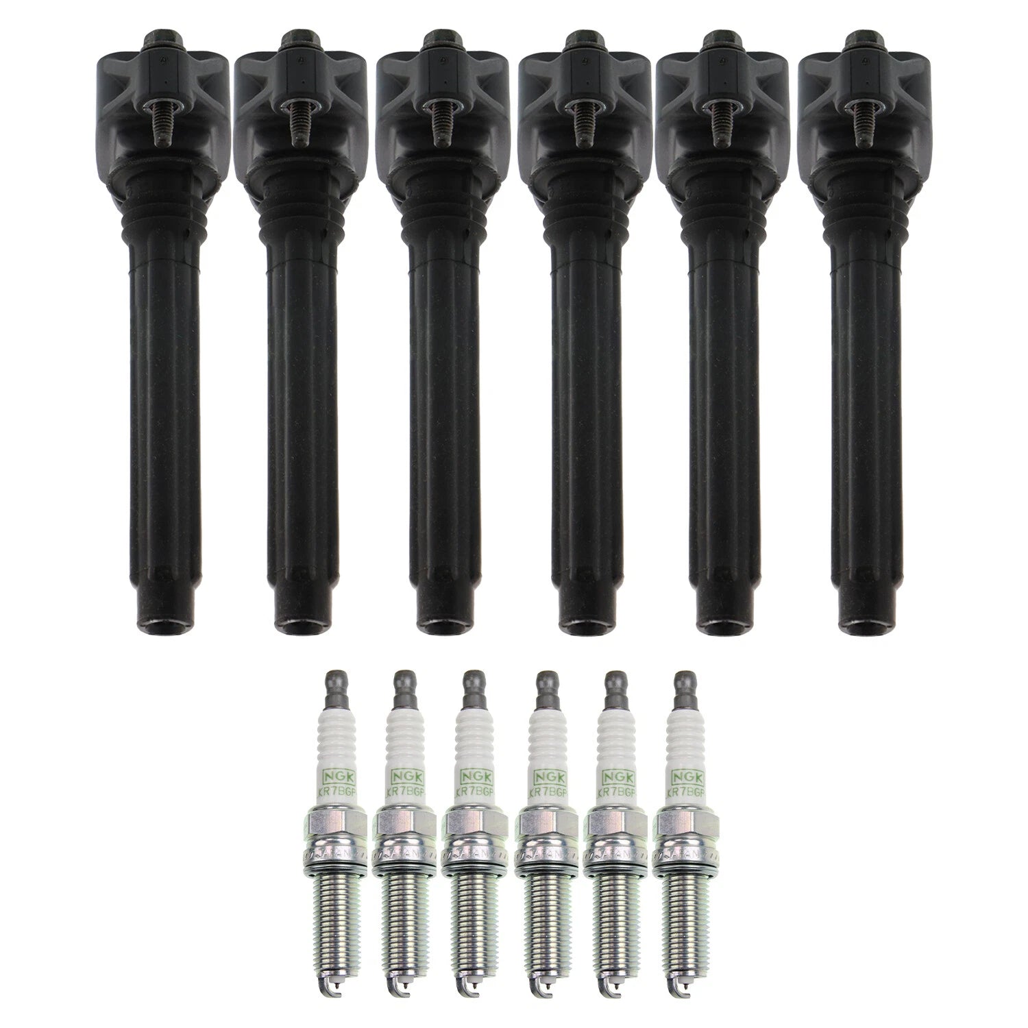 Set of 6 Ignition Coils & NGK G-Power Spark Plugs for 200 Avenger Cherokee V6