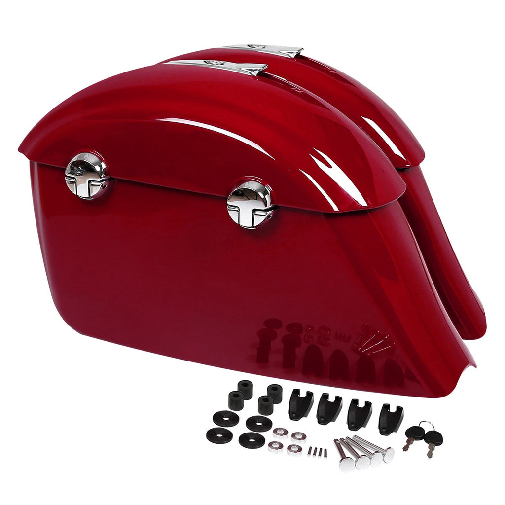 Red Hard Saddlebags with Electronic Latch for Indian Chieftain Roadmaster (2014–2023)