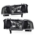 Clear Corner Black Headlights Assembly for Dodge Ram 1500 2500 3500 (1994–2002)