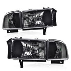 Clear Corner Black Headlights Assembly for Dodge Ram 1500 2500 3500 (1994–2002)