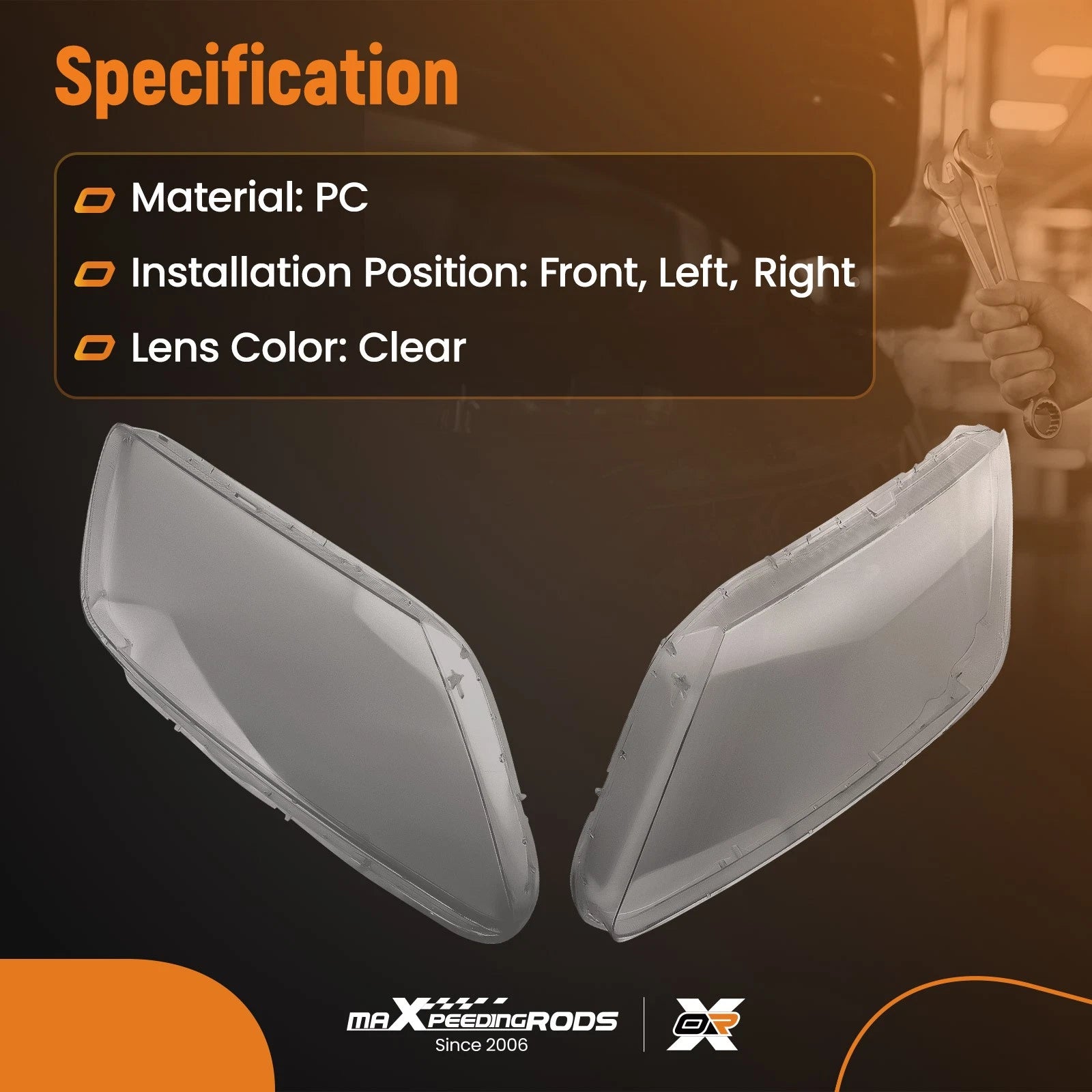 Headlight Lens Cover for Mazda CX-7 (2007–2012) Front Left/Right Clear