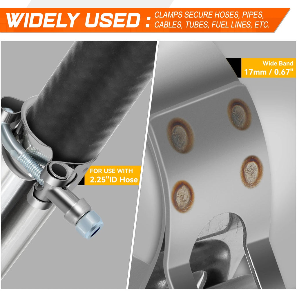 2.25'' Stainless Steel T-Bolt Clamps for Turbo Intake (Universal)