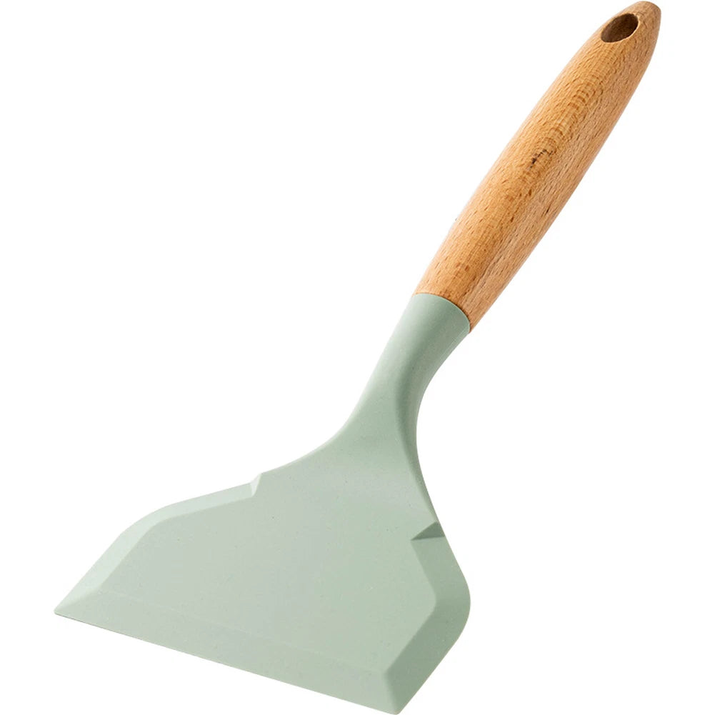 Silicone Spatula with Wooden Handle for Frying Pans and Pancakes (27 cm)