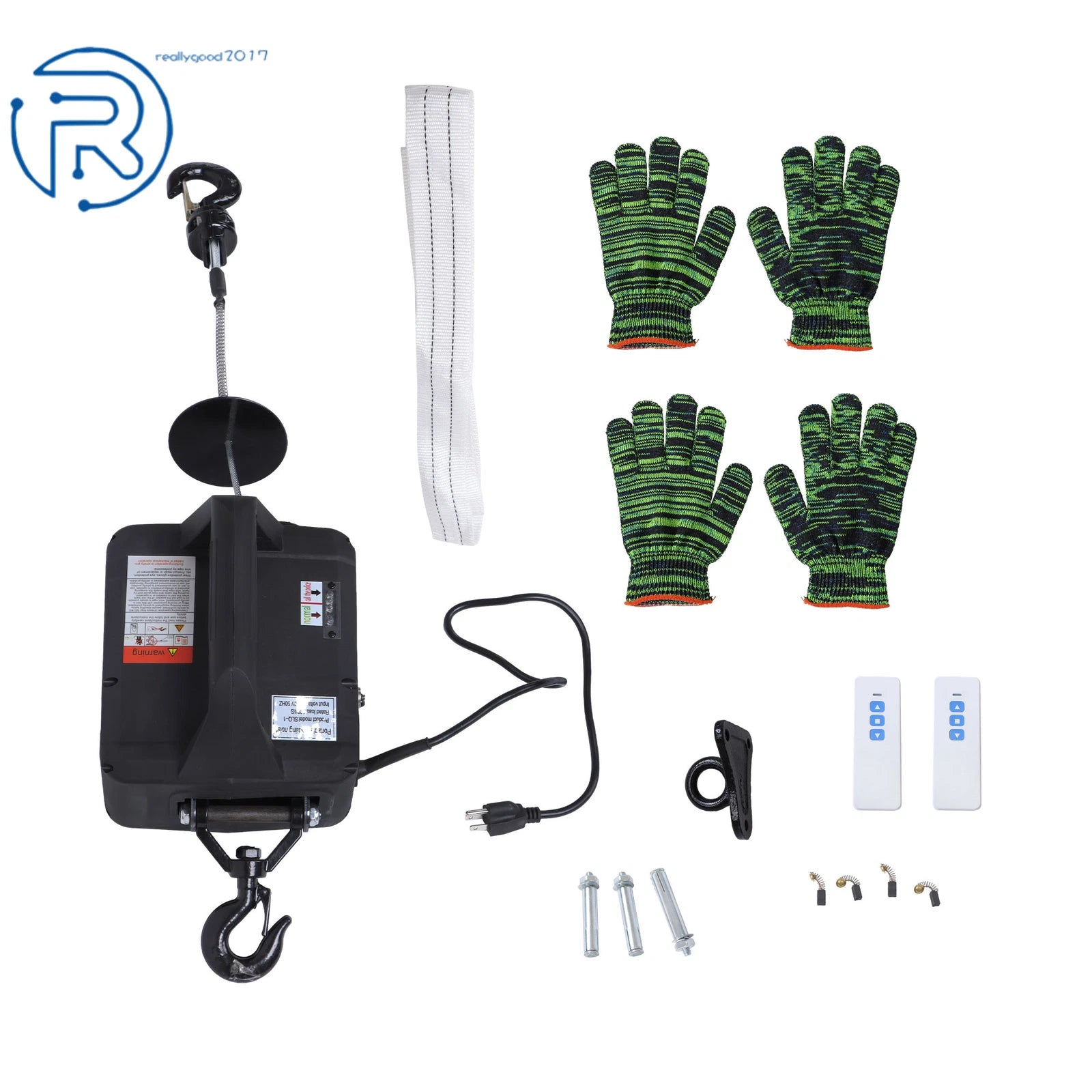 Electric Hoist Winch for Portable Use (1100lbs, Wireless Remote)