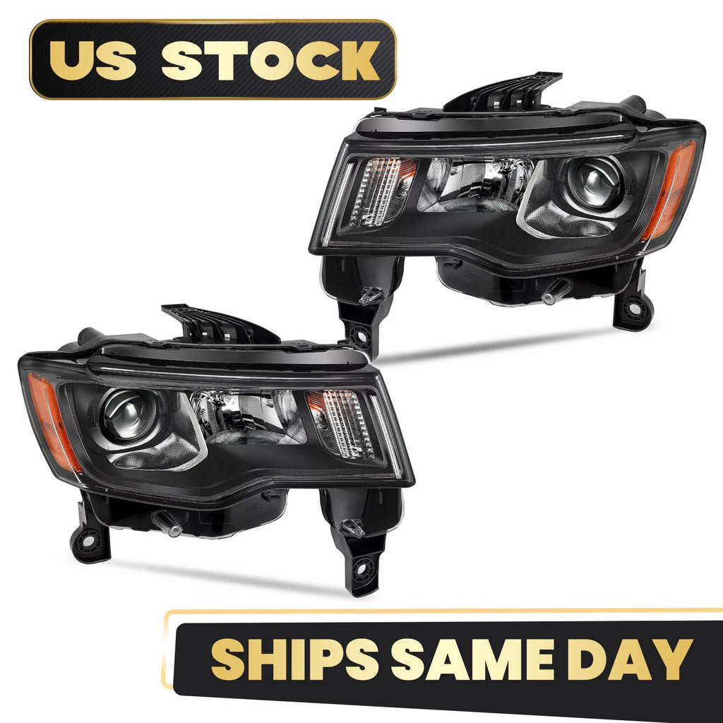 Set of 2 Halogen Projector Headlights for Jeep Grand Cherokee (2017–2021)