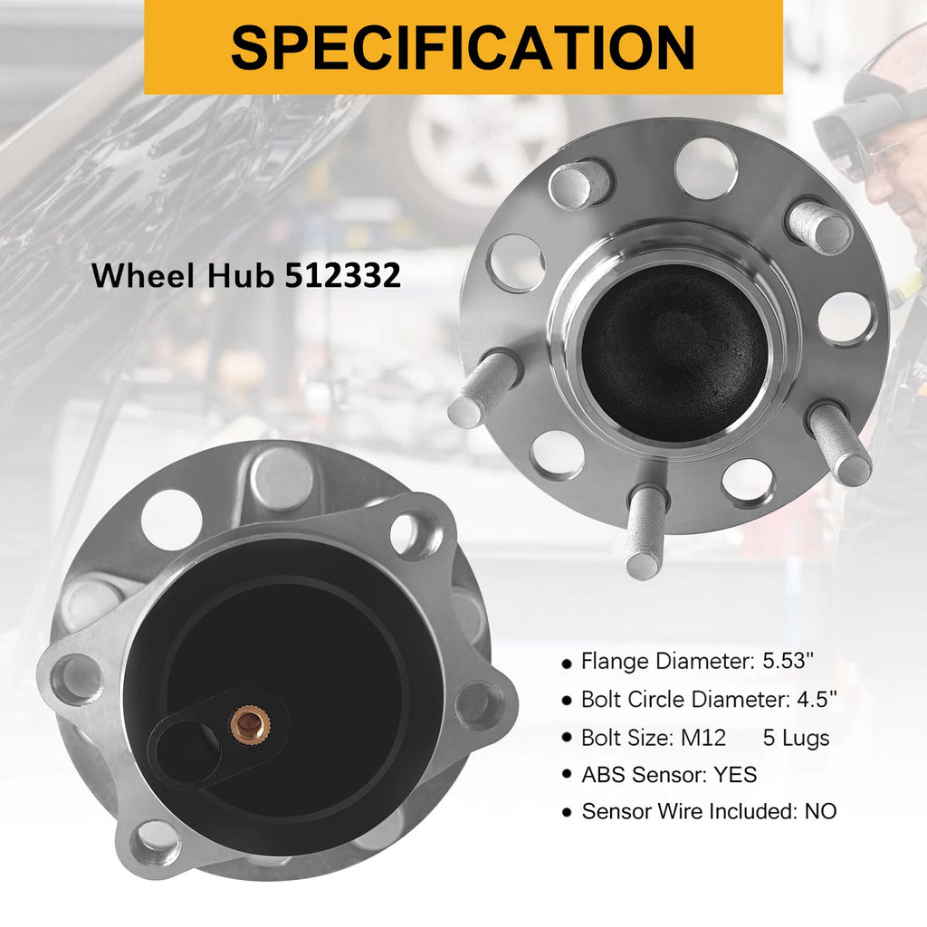 2X Rear Wheel Bearing Hub Assembly for Dodge Avenger Caliber Jeep Patriot (2007–2014)