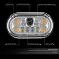 Chrome Clear Halo Ring LED Dual Projector Headlight for Peterbilt 359 (1967–1987)