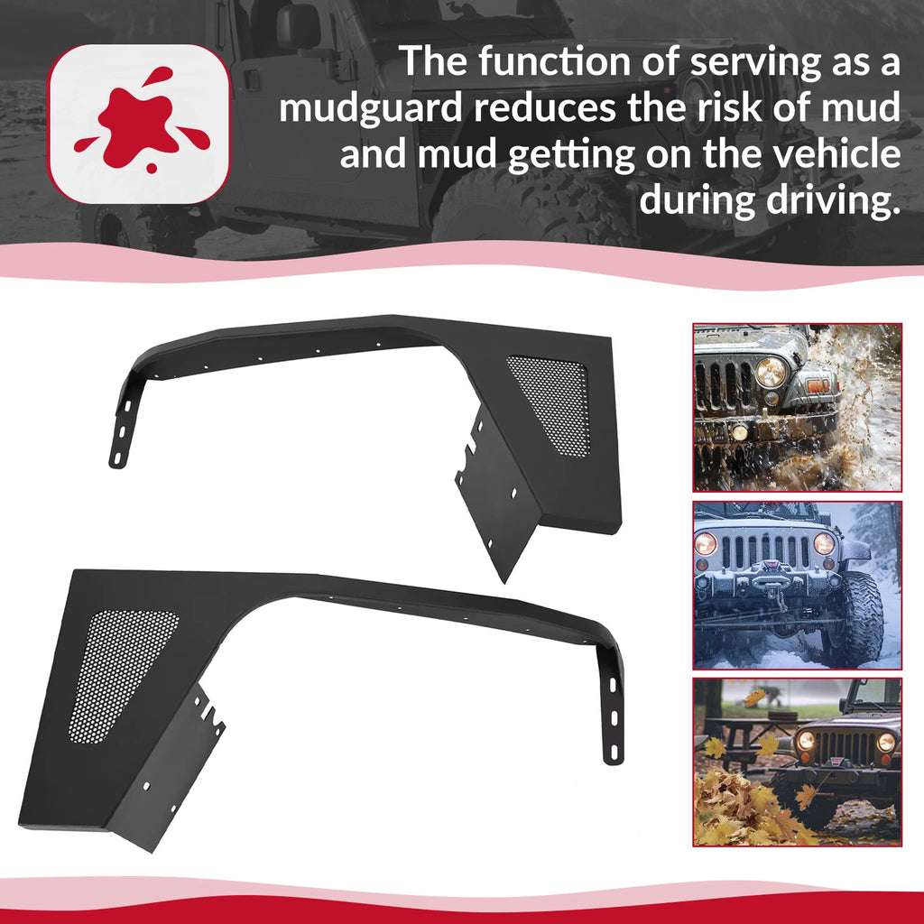 Steel Fender Flares Armor Guard w/Light for Jeep Wrangler TJ (1997–2006)