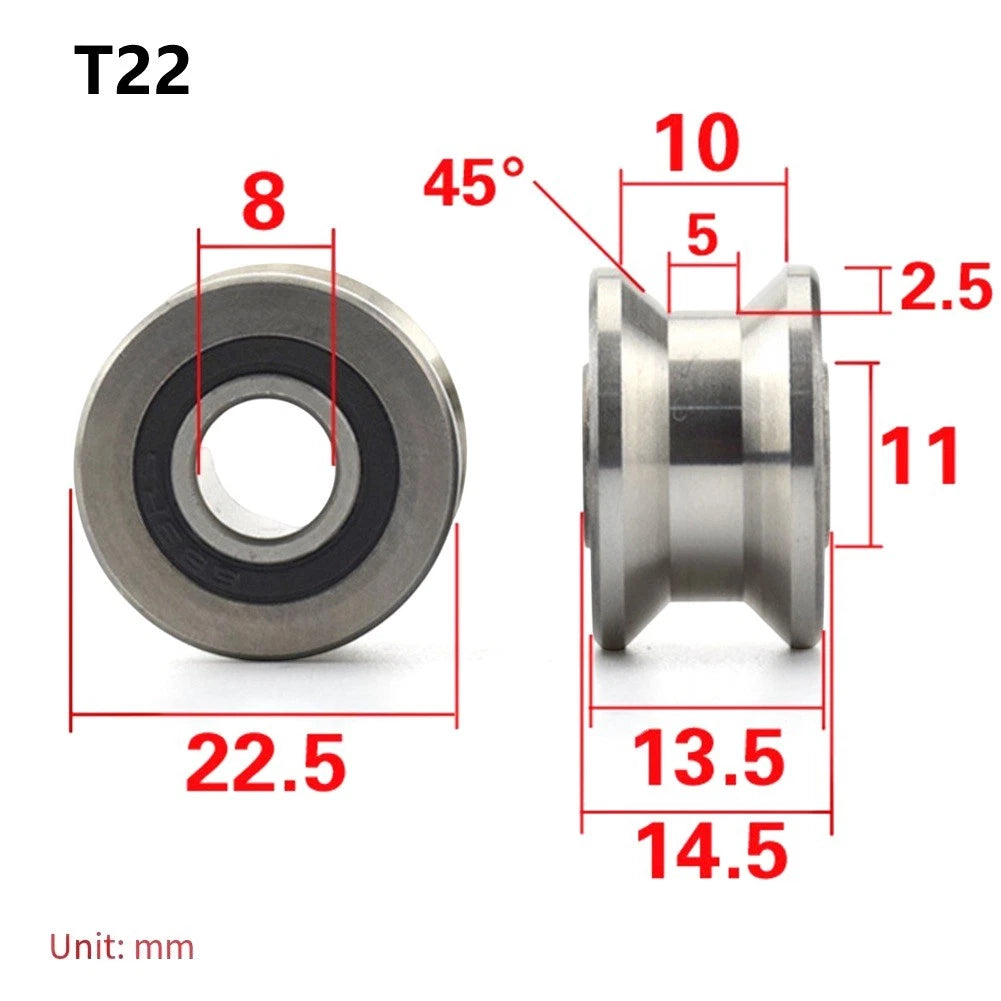 2X T22 Sliding Rollers Bearing Track Pulley for Mechanical Equipment Tracks