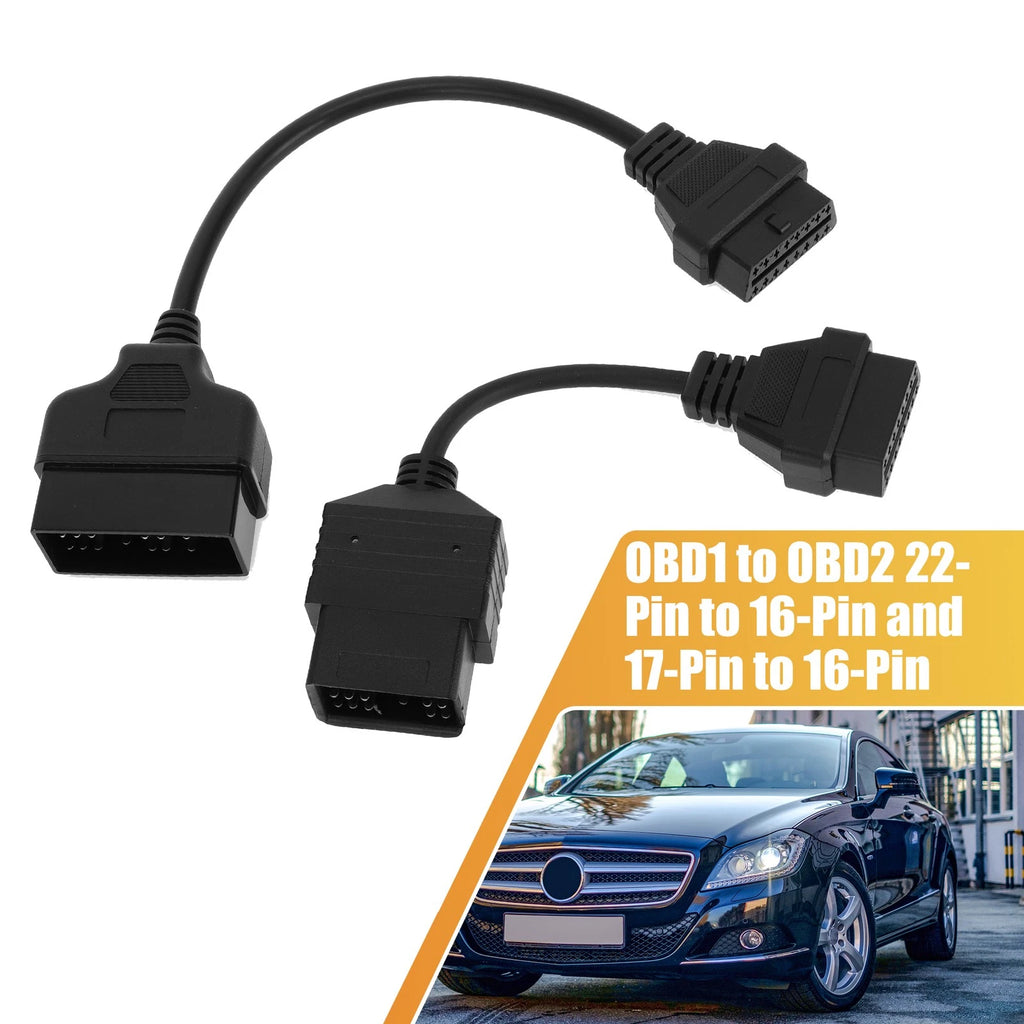 2X OBD1 to OBD2 Adapter Cable for Toyota (22-Pin to 16-Pin, 17-Pin to 16-Pin)