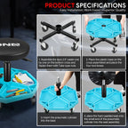 Adjustable Tool Padded Seat Stool for Garage Workshop (300 lbs Capacity)