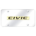 Gold Name on Chrome License Plate - Officially Licensed for Honda Civic