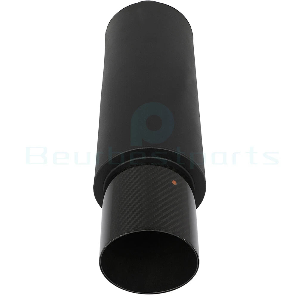 2.5" Inlet 4" Oval Tip Black Coated Stainless Exhaust Muffler