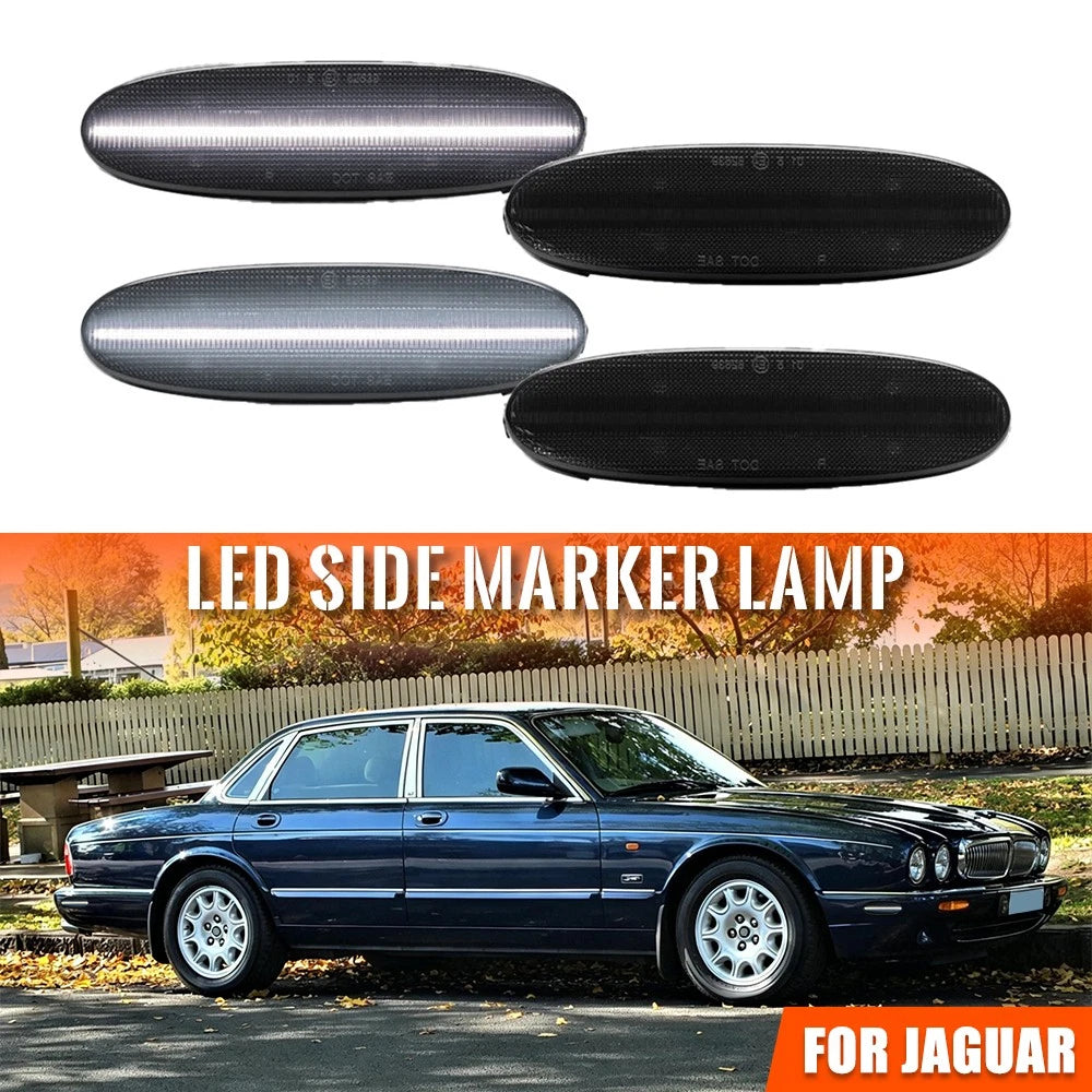Set of 4 Smoked White LED Front Rear Side Marker Lights for Jaguar XJ (1998–2003)